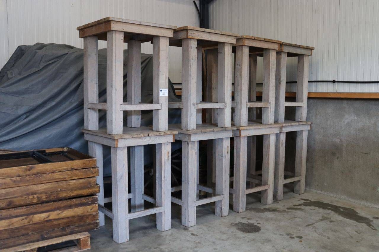 Set of 8 wooden high tables