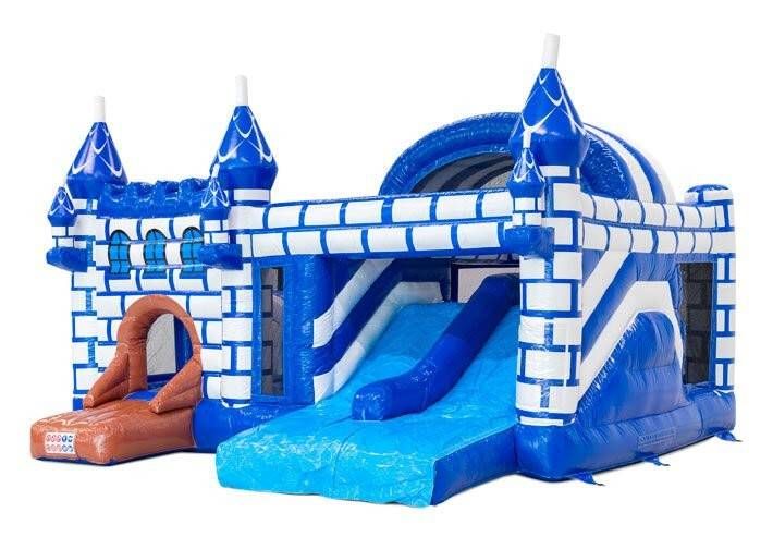 Double Slide Multiplay Spapens Castle Bouncy Castle Rental 6.10x7.60x4.20 m With 2 Blowers and Transport Cart