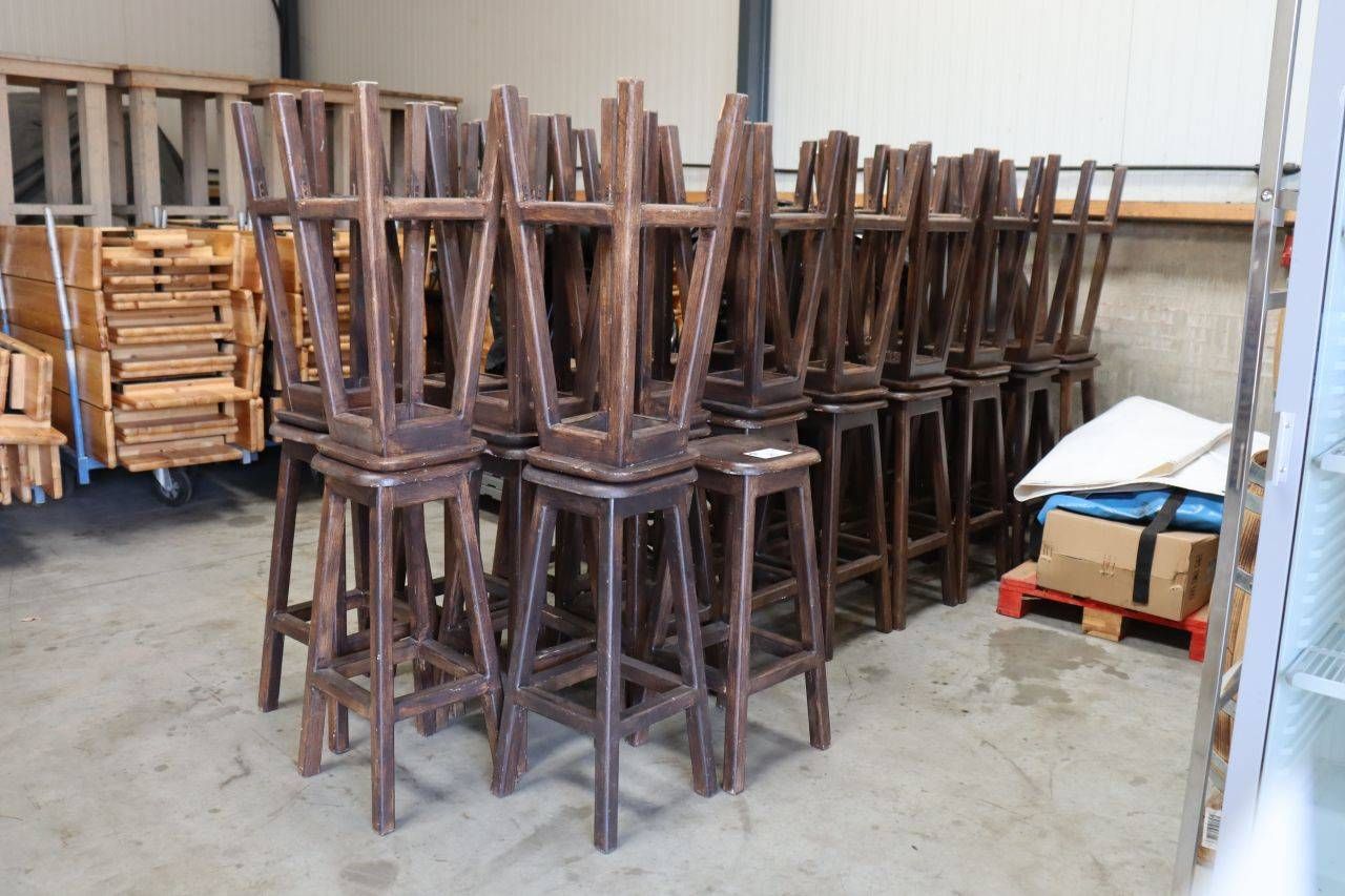Batch of Wooden Bar Stools 38 Pieces