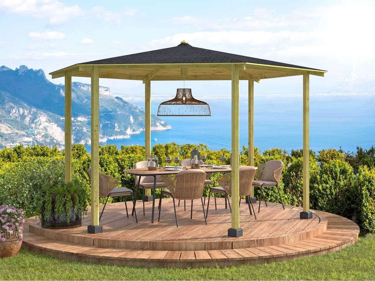 Großer Fichten-Pavillon 400x323x270cm imprägniert (Neu)