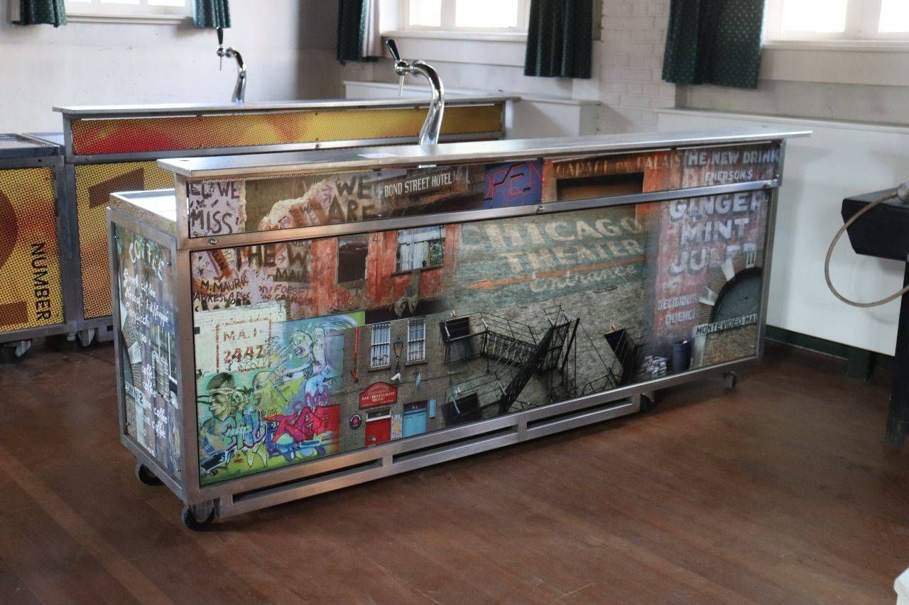 Mobile bar with built-in beer tap and sink