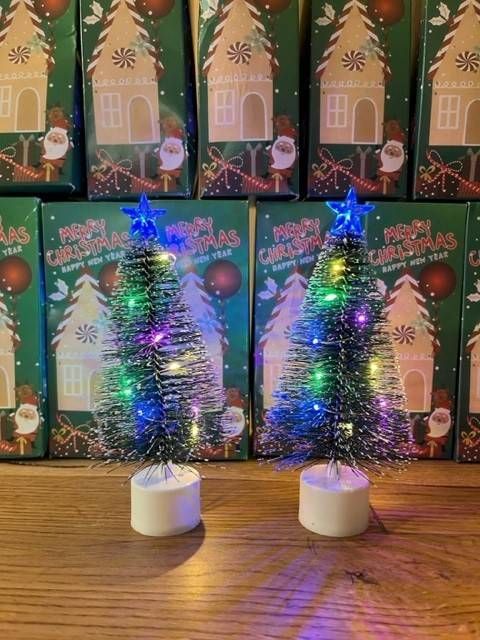 Illuminated LED Christmas tree 16x7cm 2 pieces