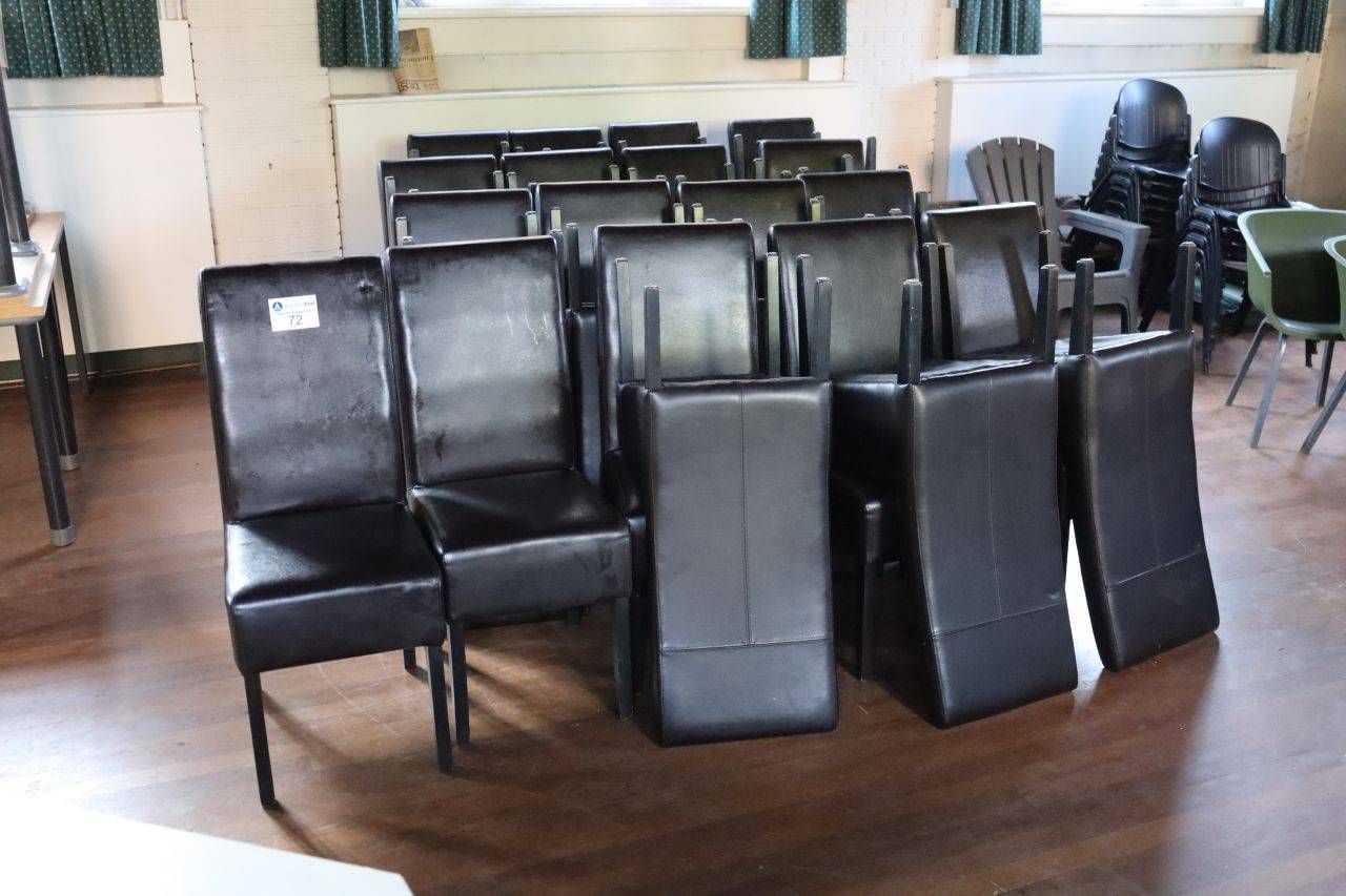 Batch of black faux leather chairs, 32 pieces