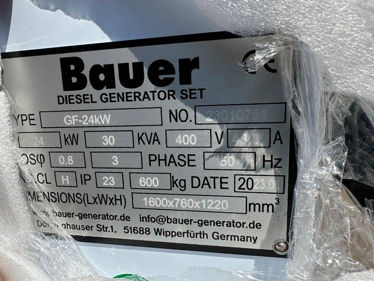 Generator Bauer GF-24KW Diesel 30kVA New