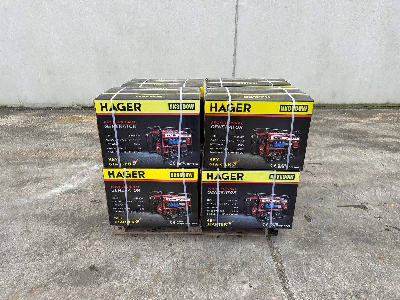 Lot of Generators Hager HK8000w Petrol 6.5hp 230V New 8 pieces