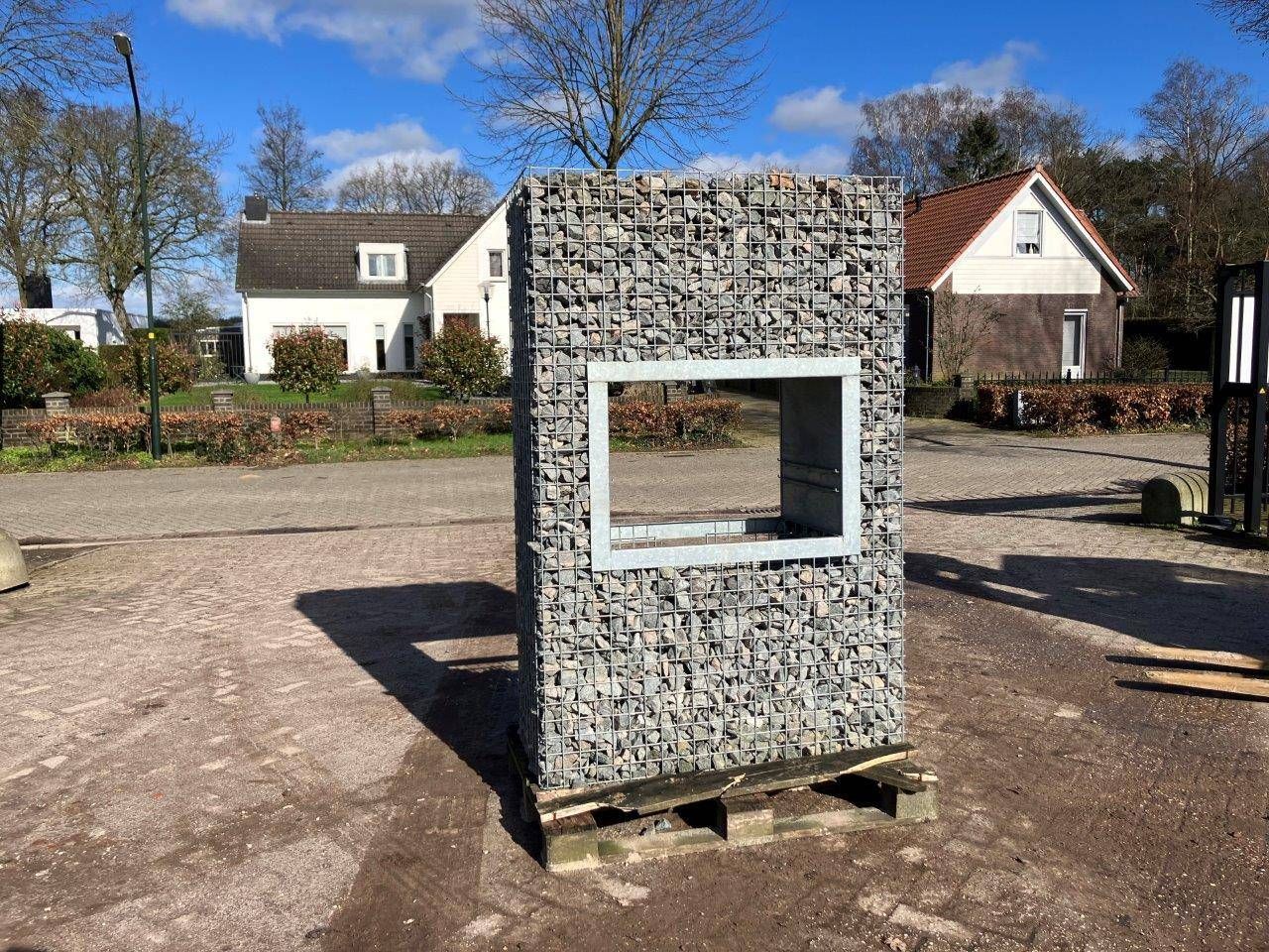 Stone basket fireplace