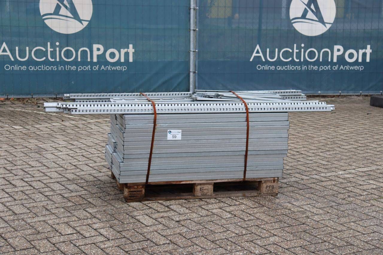 Batch of metal warehouse shelving with shelves