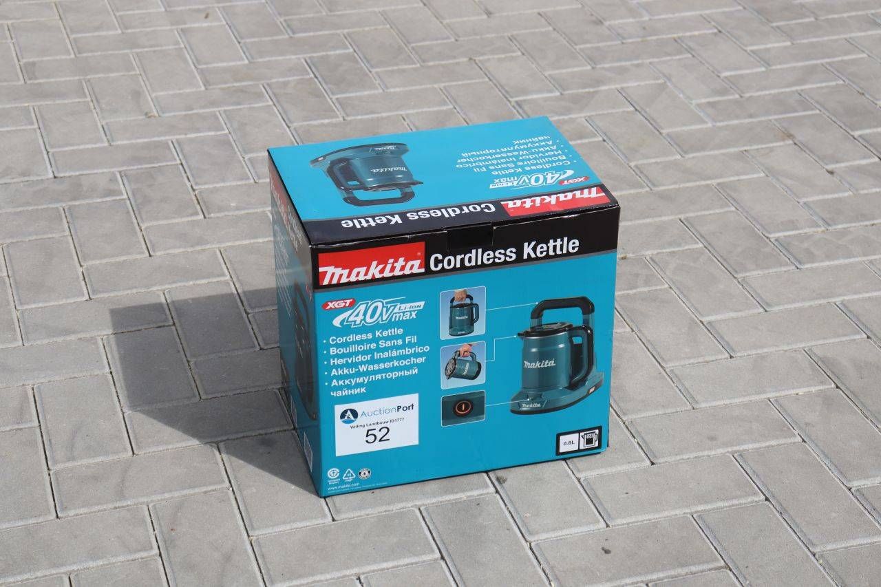 Chaleira elétrica sem fio Makita KT001GZ XGT 40V 0,8L, nova na caixa.