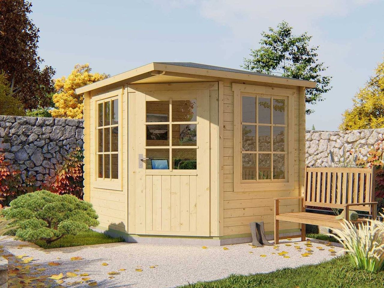 Blockhaus - Gartenhaus Jos 250x250x242cm imprägniert (Neu)