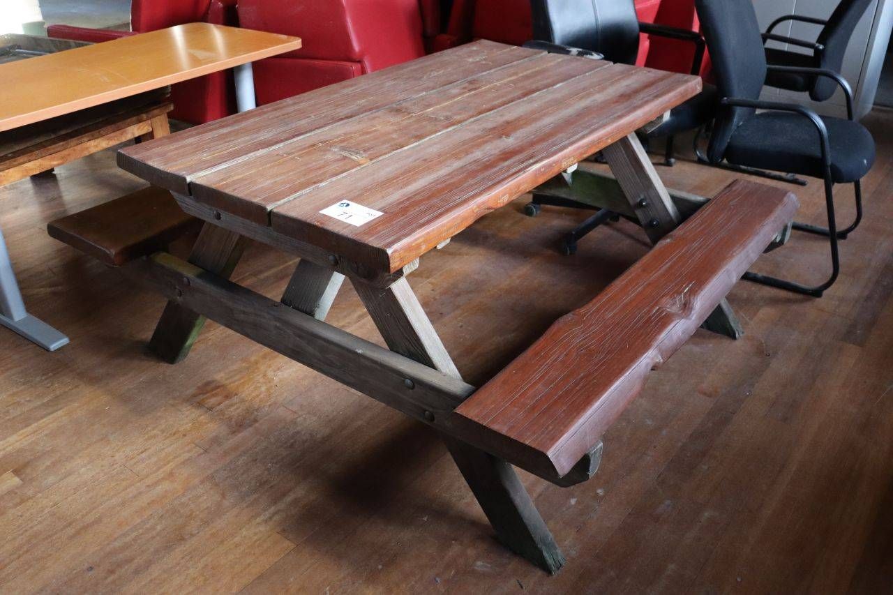 Wooden picnic table