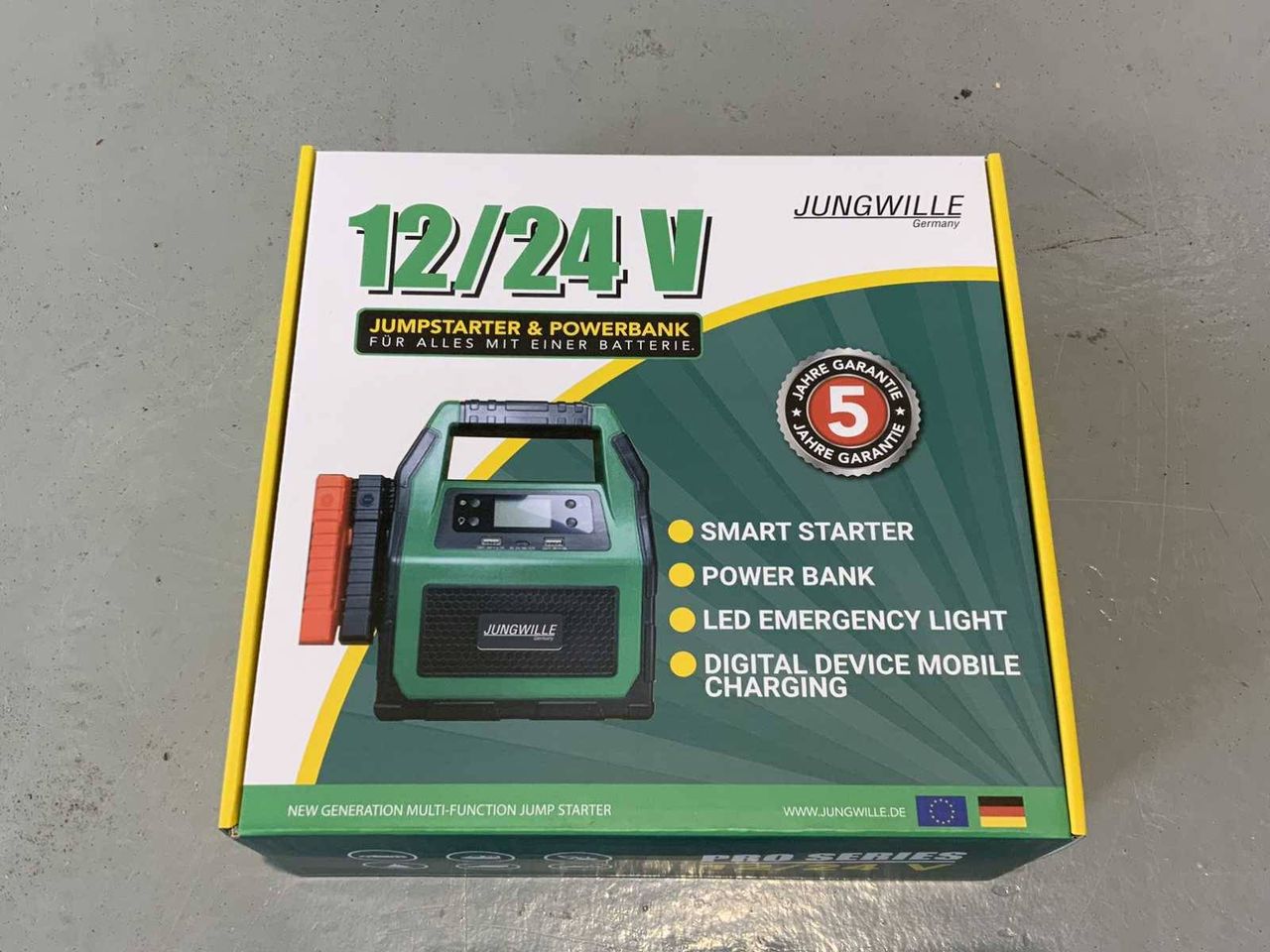 Jumper cable Jungwille 12/24V jump starter/power bank New