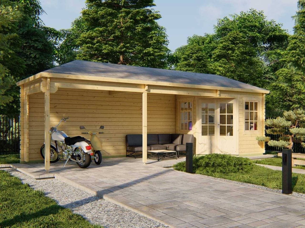 Gretel - Gartenhaus 44 mm 7900 x 2500 x 2820 mm unbehandelt (Neu)