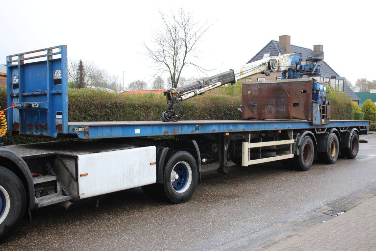 Flatbed trailer Floor FLO-17-30H2 1998 with crane