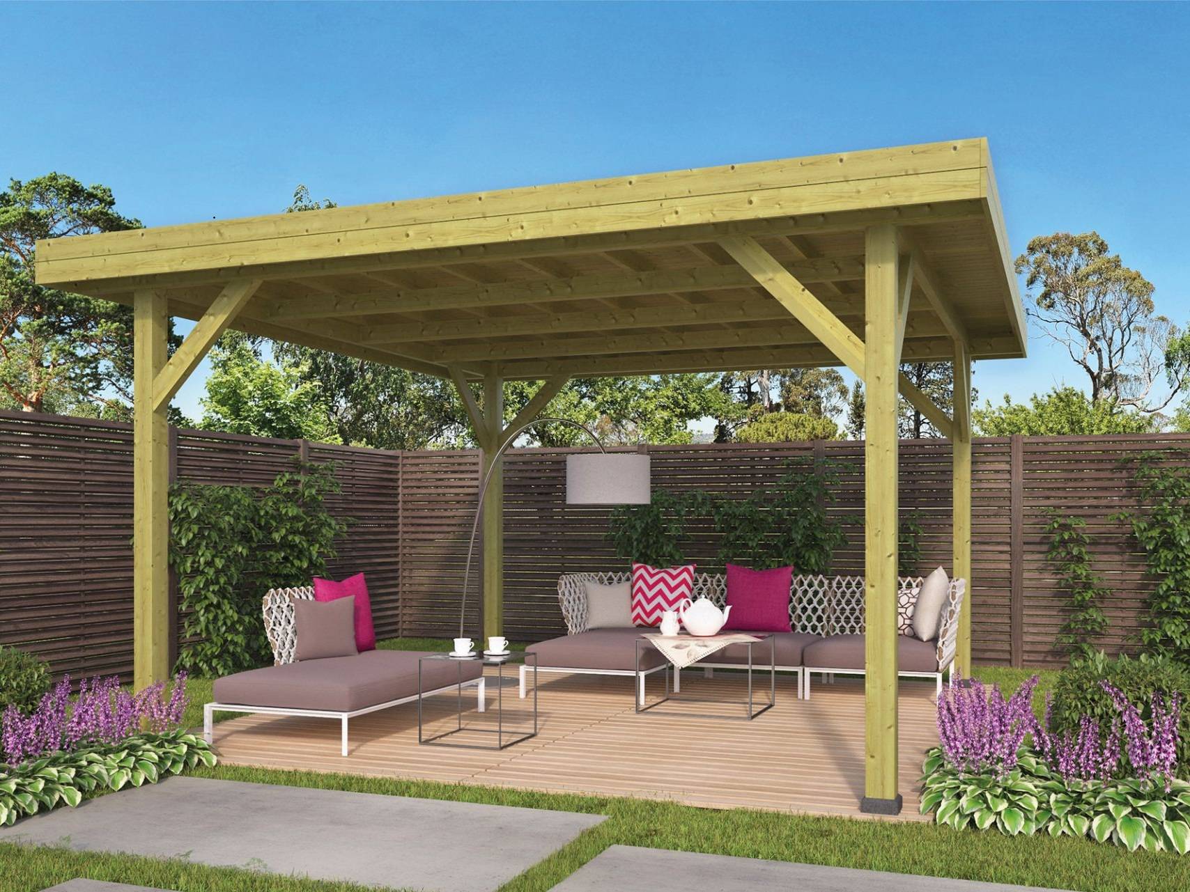 Houten Terrasoverkapping Prieel Modern Groot P068903
